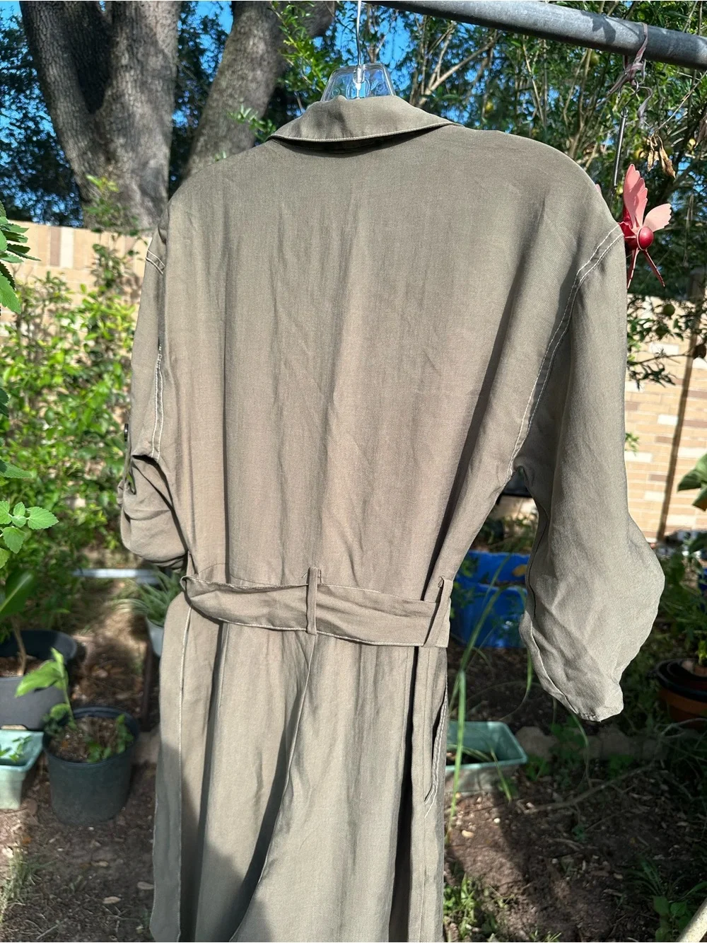 NWOT Zara Utility Jumpsuit Small S Olive Green Belted Safari Cargo Romper
